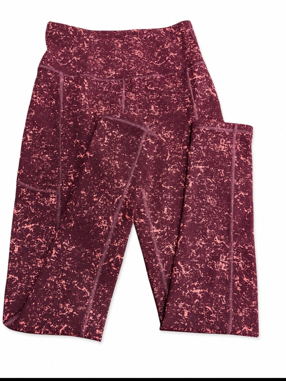 Performance Leggings - Maroon Pink Print